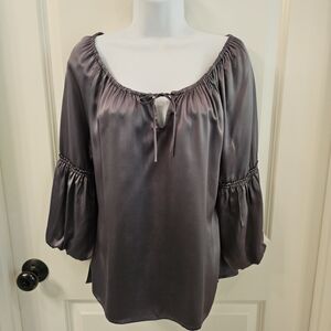 Patrick Christopher Women's Dark Gray Siler Silk Blouse Size 8